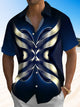 Alohadaddy Geometric Gradient Button Pocket Casual Short Sleeve Shirt