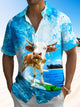 Alohadaddy Wave Animal Cow Button Pocket Casual Short Sleeve Shirt