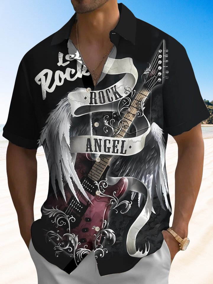 Alohadaddy Music Rock Button Pocket Casual Short Sleeve Shirt