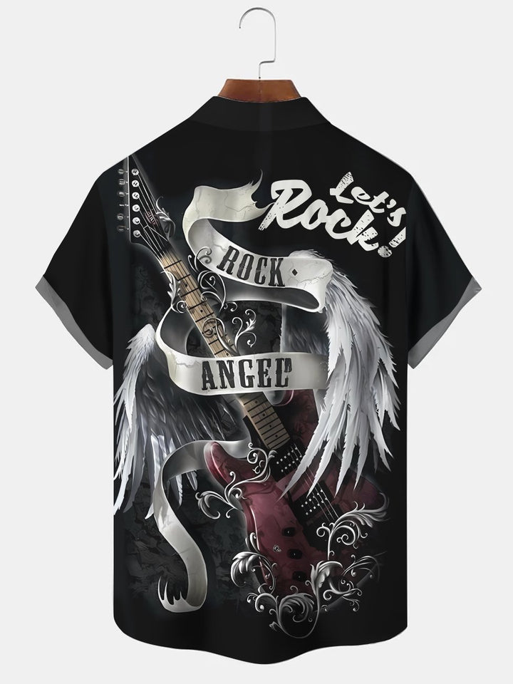 Alohadaddy Music Rock Button Pocket Casual Short Sleeve Shirt