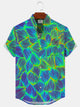 Alohadaddy Plant Flower Button Pocket Casual Short Sleeve Stand Collar Shirt
