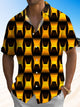 Alohadaddy Geometric Gradient Button Pocket Casual Short Sleeve Shirt