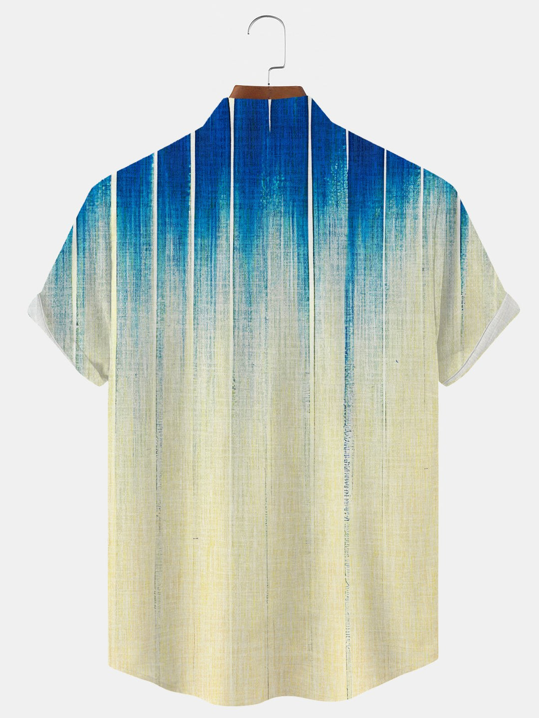Alohadaddy Gradient Geometric Stripes Buttons Pockets Casual Short Sleeves Stand Collar Shirt