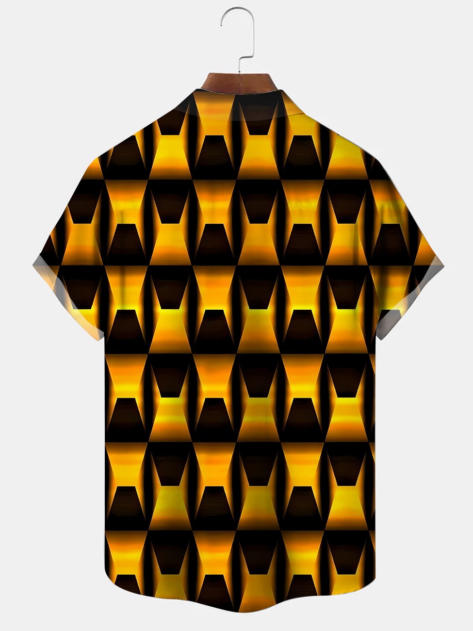 Alohadaddy Geometric Gradient Button Pocket Casual Short Sleeve Shirt
