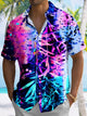 Alohadaddy Plant Gradient Leaves Button Pocket Casual Short Sleeve Shirt