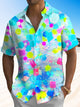 Alohadaddy Gradient Geometric Button Pocket Casual Short Sleeve Shirt