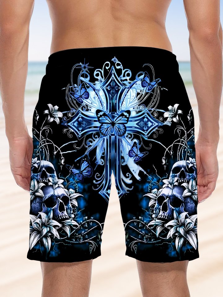 Alohadaddy skull pocket drawstring casual shorts