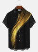 Alohadaddy Geometric Stripes Button Pocket Casual Short Sleeve Shirt