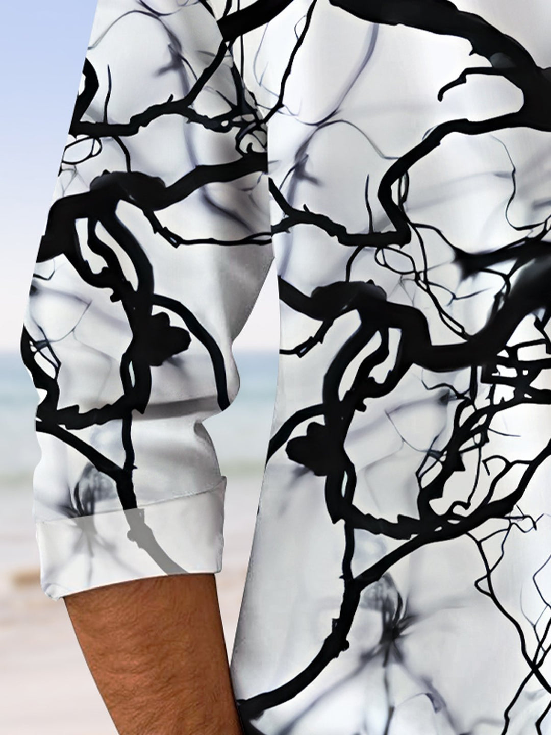 Alohadaddy Plant Button Pocket Casual Long Sleeve Shirt