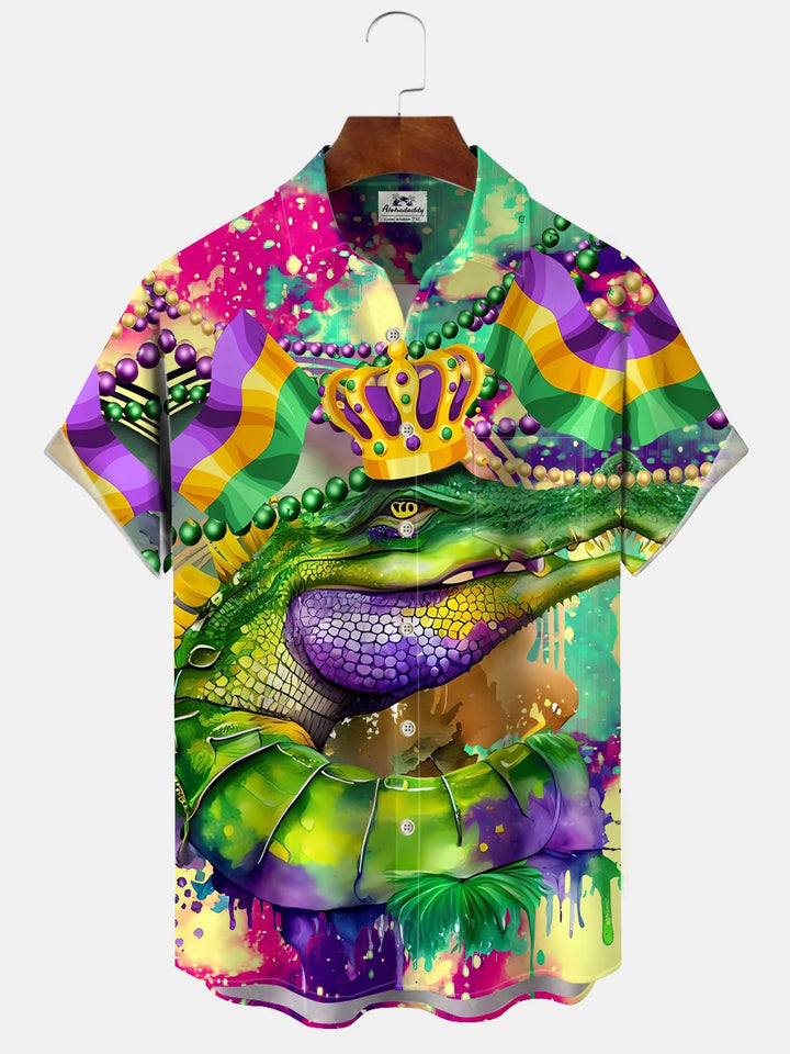 Alohadaddy Carnival Croc Button Pocket Casual Short Sleeve Shirt
