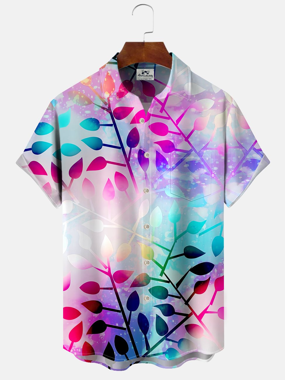 Alohadaddy Plant Gradient Button Pocket Casual Short Sleeve Shirt