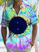 Alohadaddy Geometric Gradient Button Pocket Casual Short Sleeve Shirt