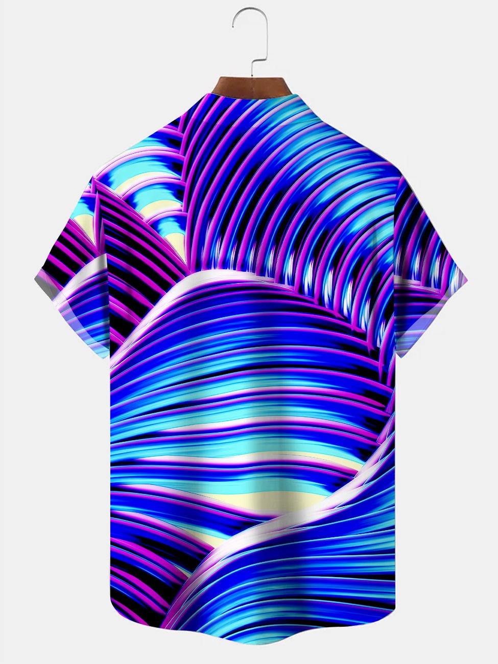Alohadaddy Geometric Stripe Button Pocket Casual Short Sleeve Shirt
