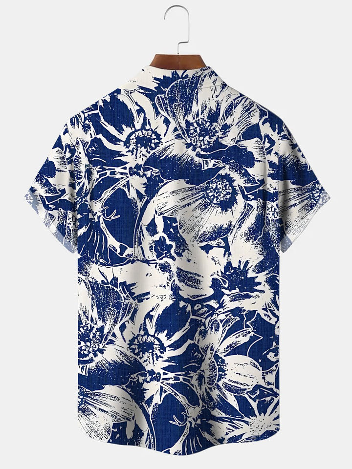 Alohadaddy Plant Coconut Tree Button Pocket Casual Short Sleeve Shirt