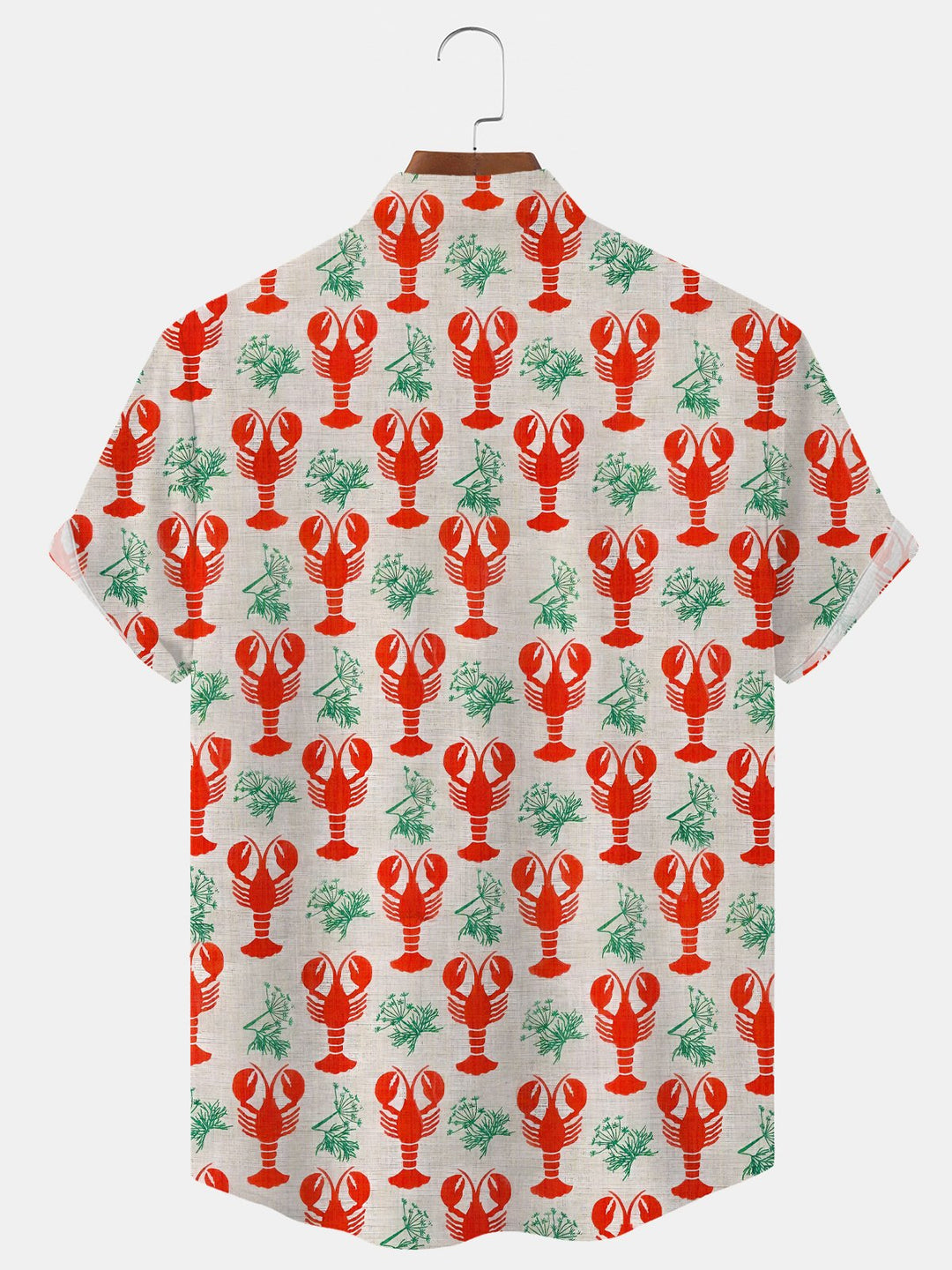 Alohadaddy Shrimp Ocean Button Pocket Casual Short Sleeve Stand Collar Shirt