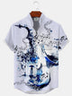 Alohadaddy Music Jazz Button Pocket Casual Short Sleeve Stand Collar Shirt