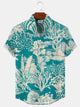 Alohadaddy Plant Flower Button Pocket Casual Stand Collar Shirt