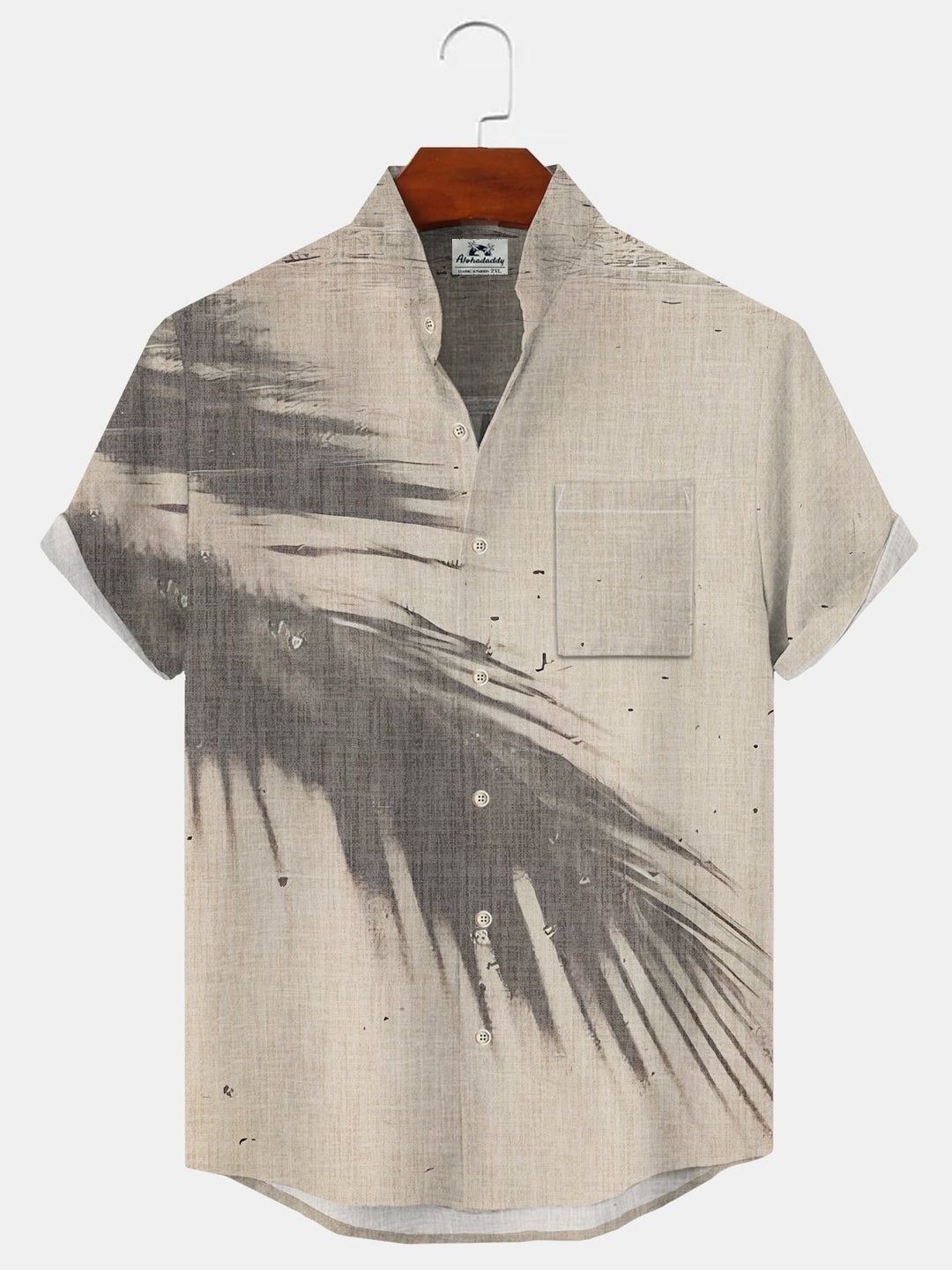 Alohadaddy Coconut Tree Button Pocket Casual Short Sleeve Stand Collar Shirt