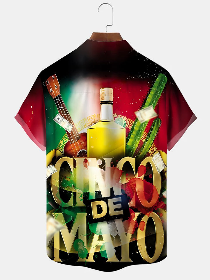Alohadaddy Carnival Champagne Button Pocket Casual Short Sleeve Shirt