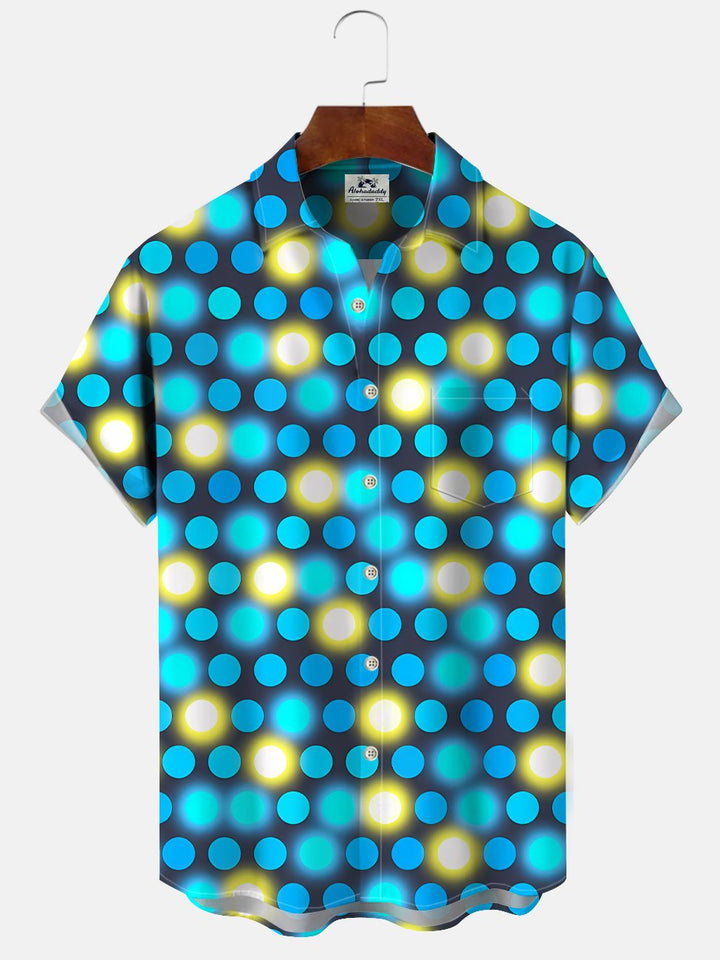 Alohadaddy Polka Dot Button Pocket Casual Short Sleeve Shirt