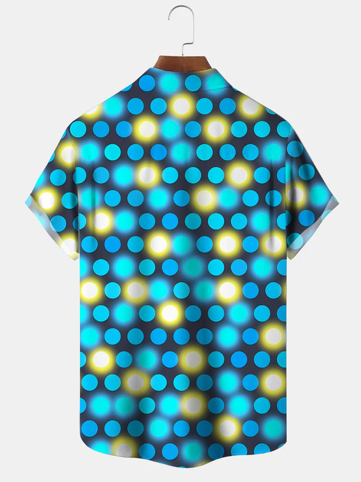 Alohadaddy Polka Dot Button Pocket Casual Short Sleeve Shirt