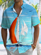 Alohadaddy Beach Sailboat Button Pocket Casual Short Sleeve Shirt
