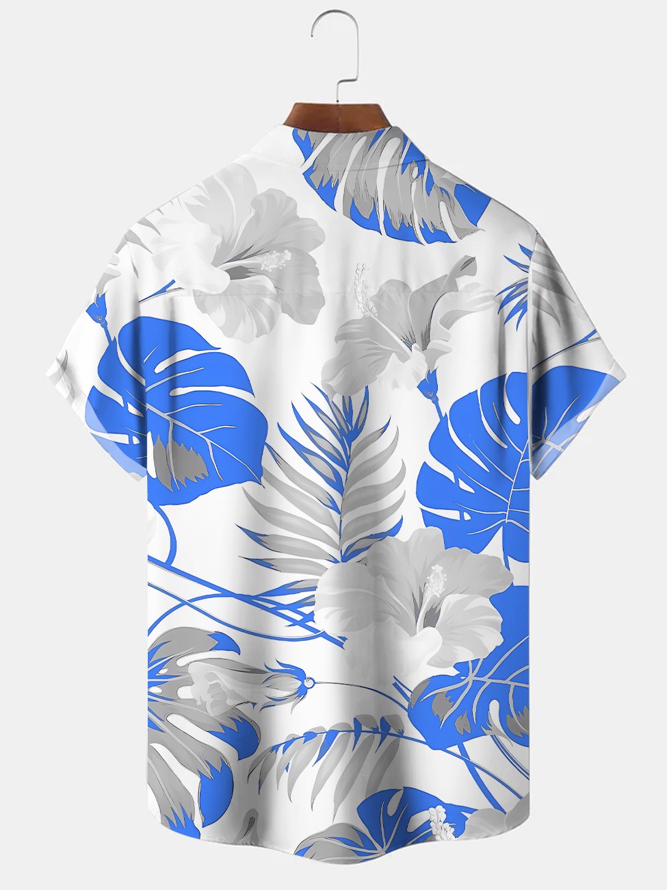 Alohadaddy Plant Leaves Button Pocket Casual Short Sleeve Shirt