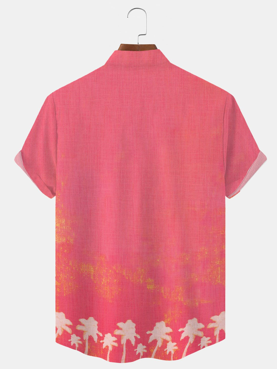 Alohadaddy Coconut Tree Button Pocket Casual Short Sleeve Stand Collar Shirt
