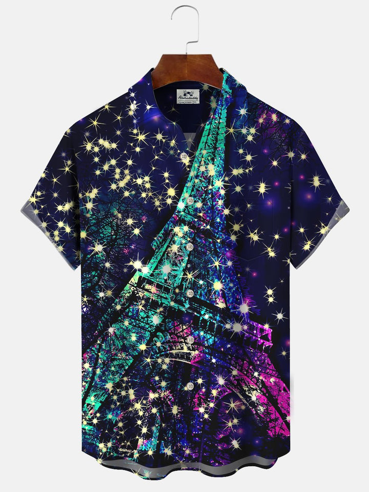 Alohadaddy Art Geometric Pocket Casual Short Sleeve Shirt