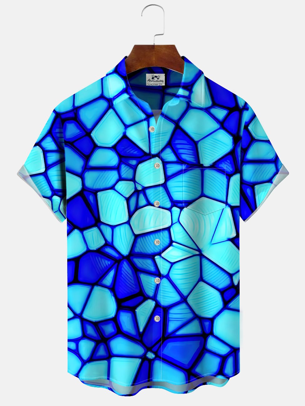 Alohadaddy Geometric Gradient Pocket Casual Short Sleeve Shirt
