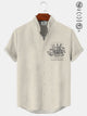 Alohadaddy Coconut Tree Pocket Casual Short Sleeve Stand Collar Shirt
