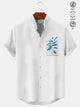 Alohadaddy Plant Pocket Casual Short Sleeve Stand Collar Shirt