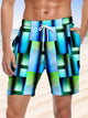 Alohadaddy Geometric Gradient Pocket Casual Beach Shorts