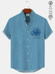 Alohadaddy Coconut Tree Pocket Casual Short Sleeve Stand Collar Shirt