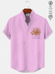 Alohadaddy Coconut Tree Pocket Casual Short Sleeve Stand Collar Shirt