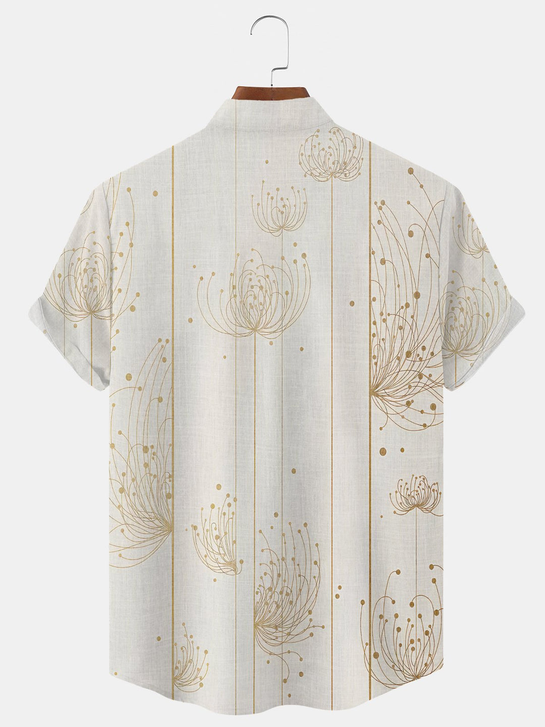 Alohadaddy Plant Flower Pocket Casual Short Sleeve Stand Collar Shirt