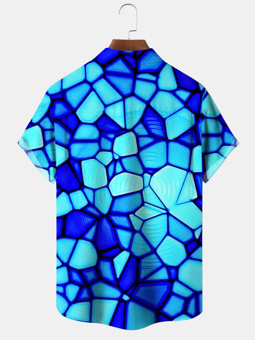 Alohadaddy Geometric Gradient Pocket Casual Short Sleeve Shirt