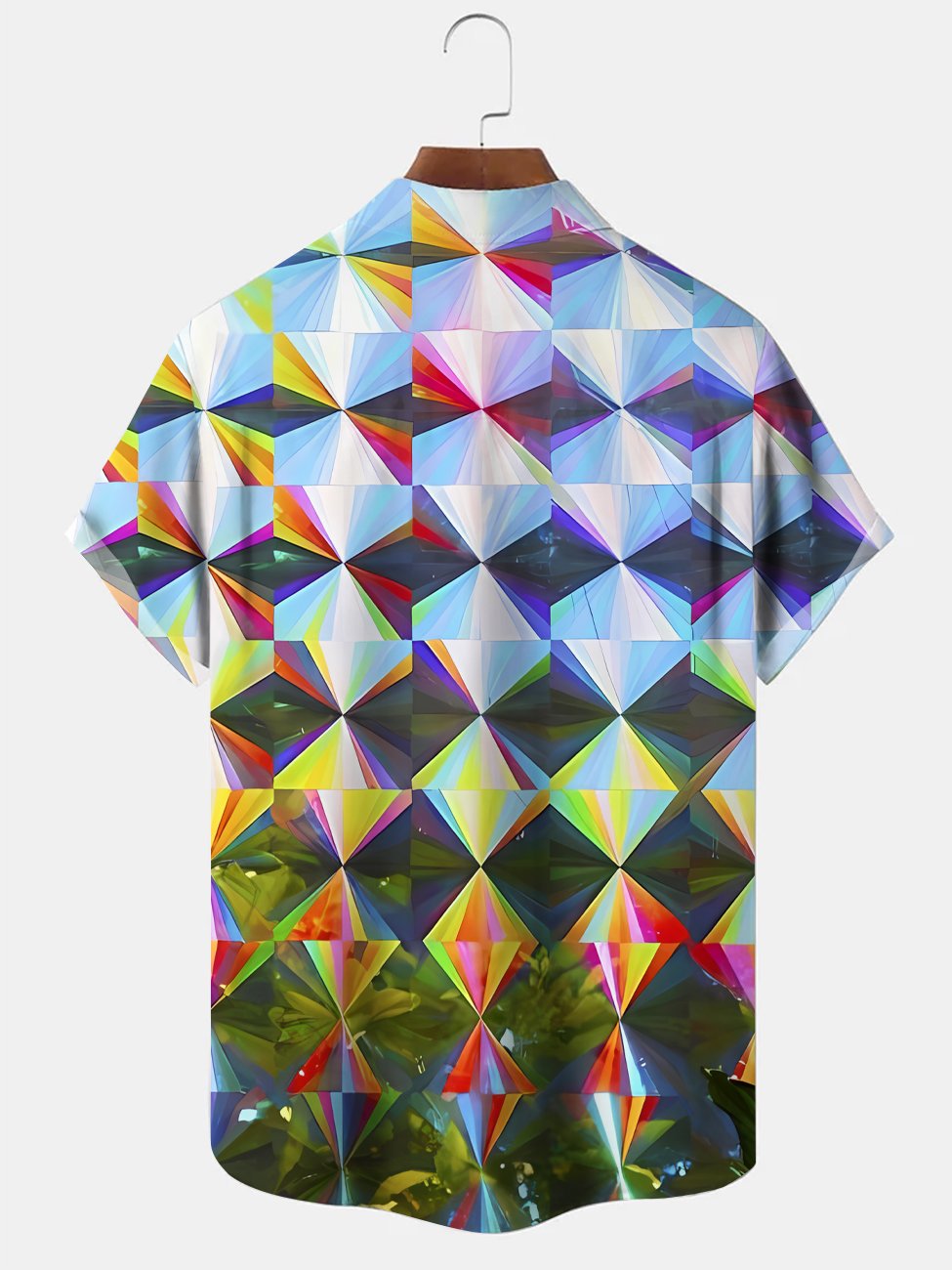 Alohadaddy Geometric Gradient Pocket Casual Short Sleeve Shirt