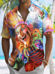 Alohadaddy Carnival Mask Button Pocket Casual Short Sleeve Shirt