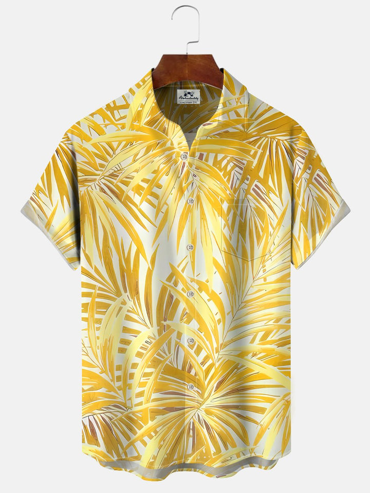 Alohadaddy Plant Coconut Tree Pocket Casual Short Sleeve Shirt