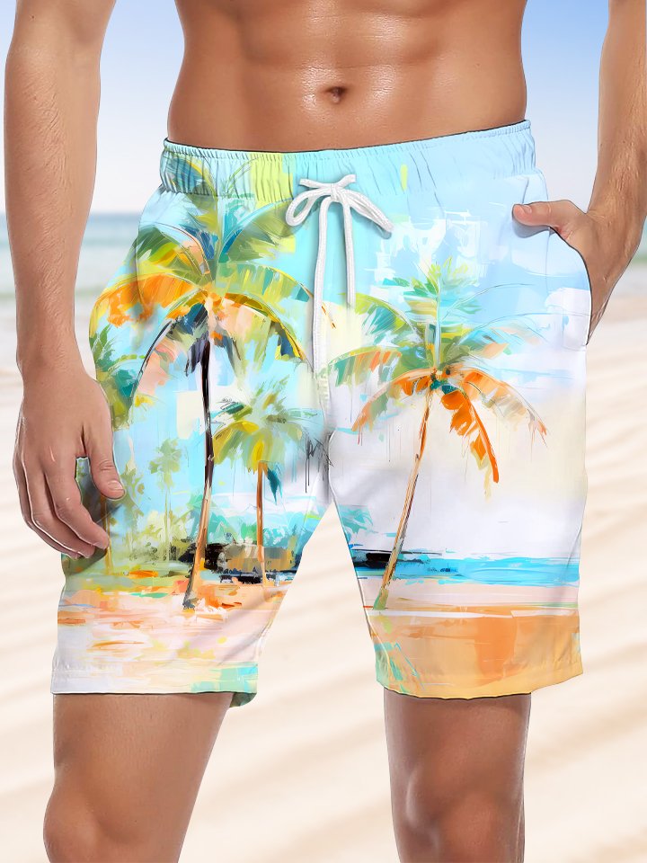 Alohadaddy Coconut Tree Beach Pocket Leisure Beach Shorts