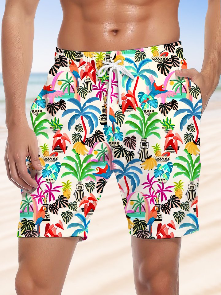 Alohadaddy Coconut Tree Beach Pocket Leisure Beach Shorts