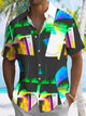 Alohadaddy Geometric Button Pocket Casual Short Sleeve Shirt