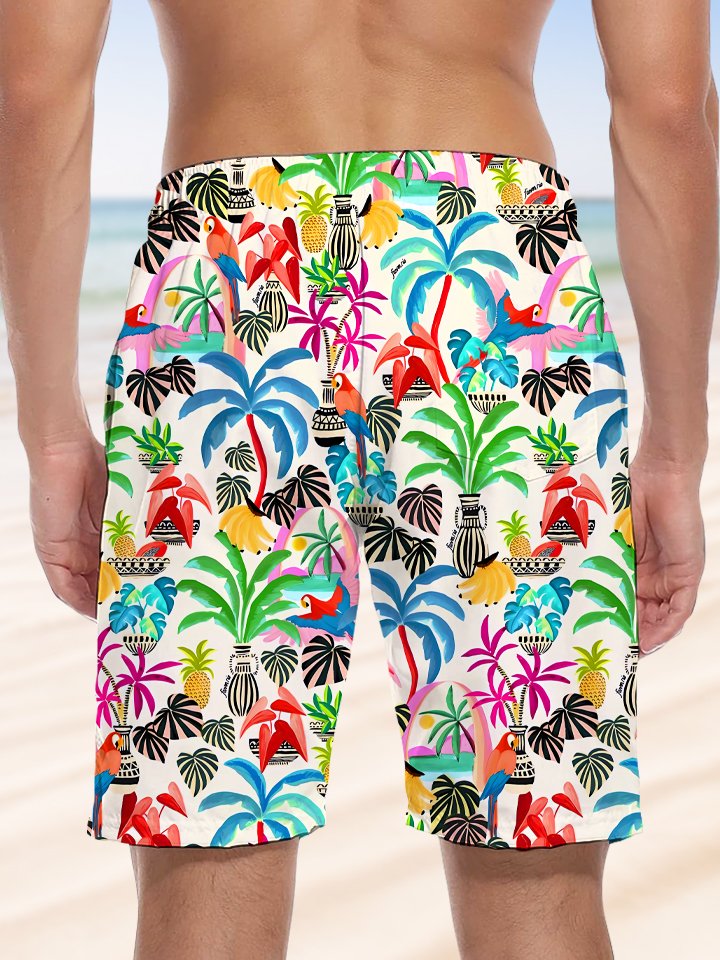 Alohadaddy Coconut Tree Beach Pocket Leisure Beach Shorts