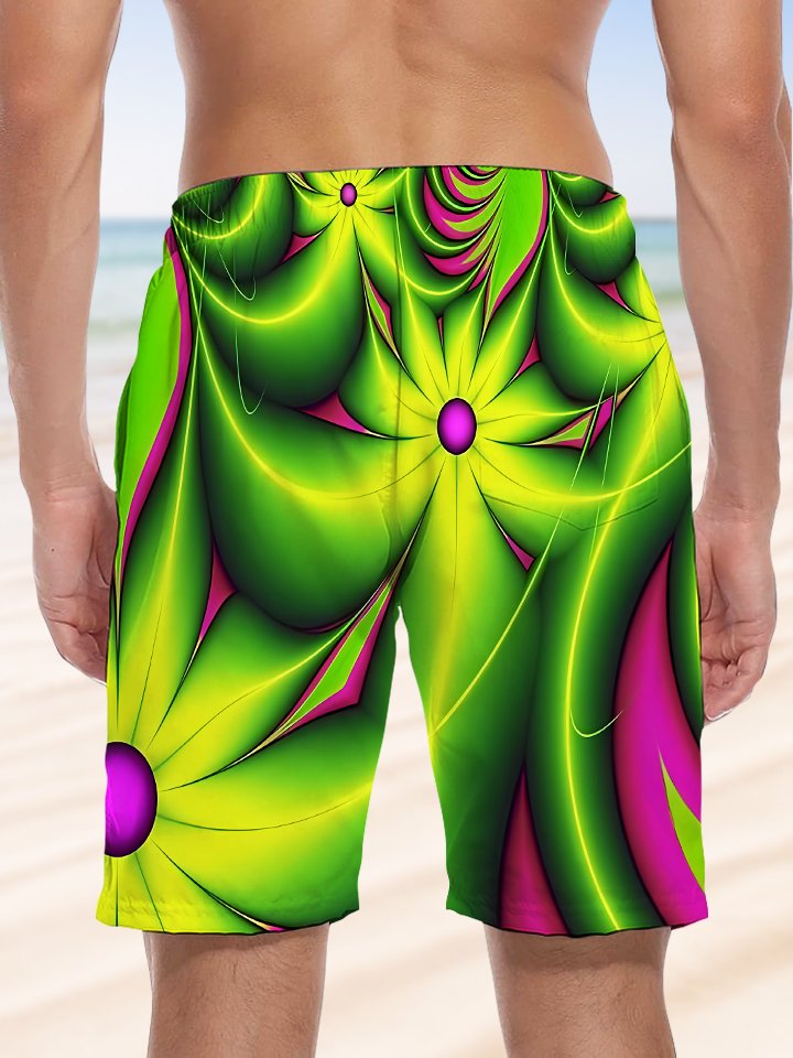 Alohadaddy Geometric Gradient Pocket Casual Beach Shorts