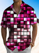 Alohadaddy Geometric Gradient Button Pocket Casual Short Sleeve Shirt