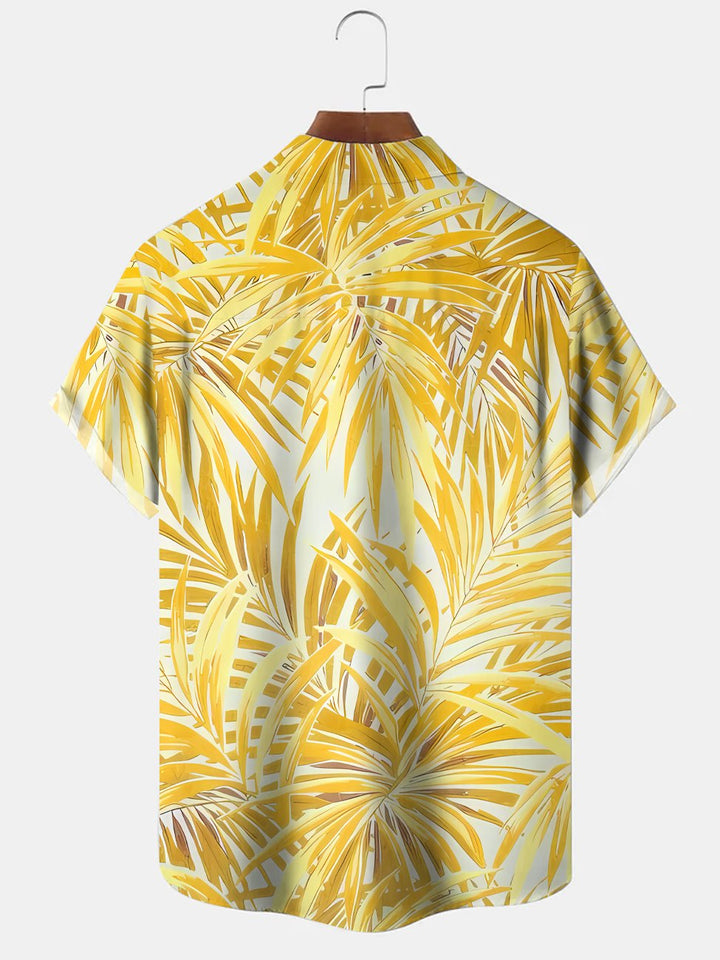 Alohadaddy Plant Coconut Tree Pocket Casual Short Sleeve Shirt