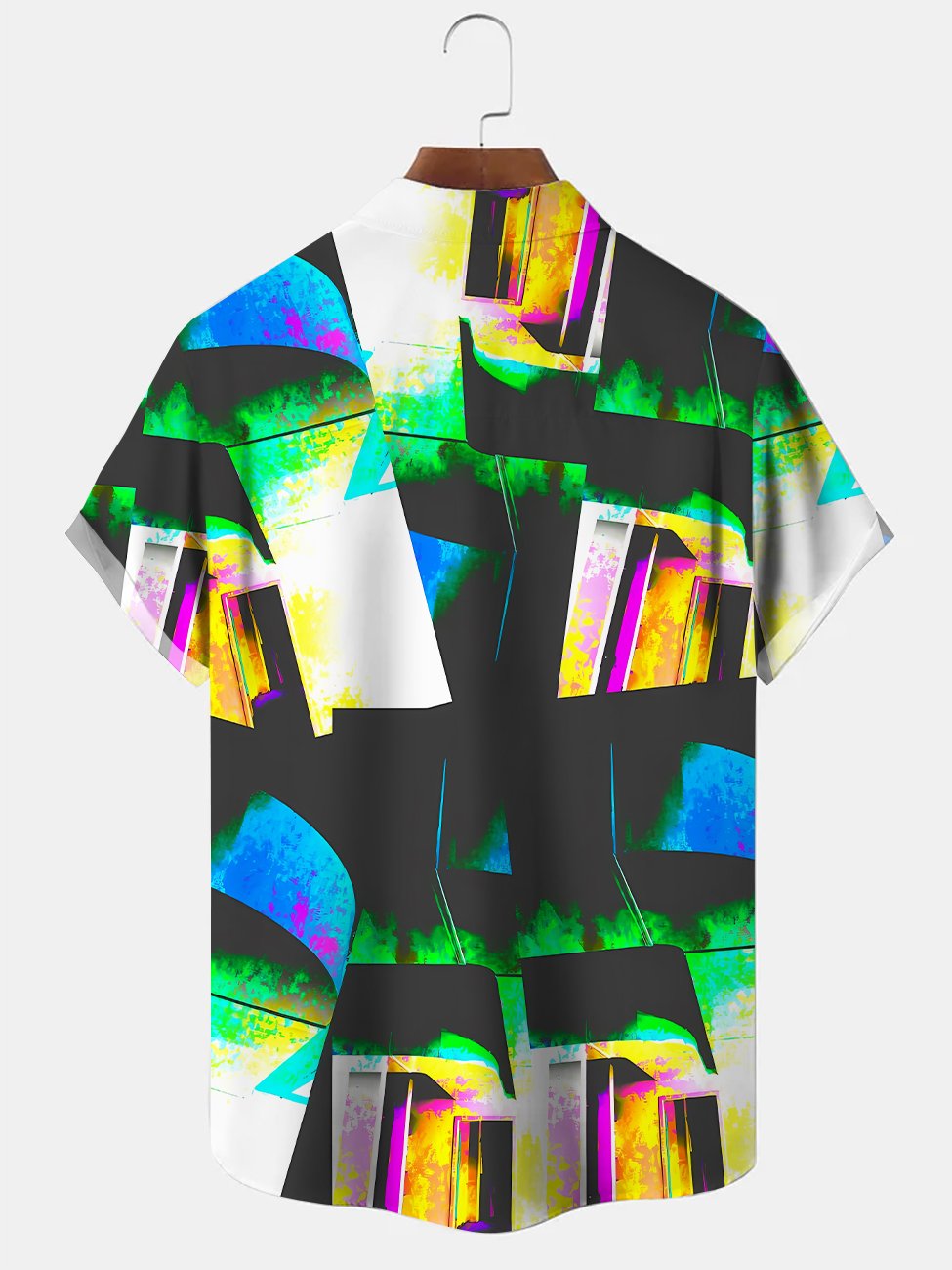 Alohadaddy Geometric Button Pocket Casual Short Sleeve Shirt