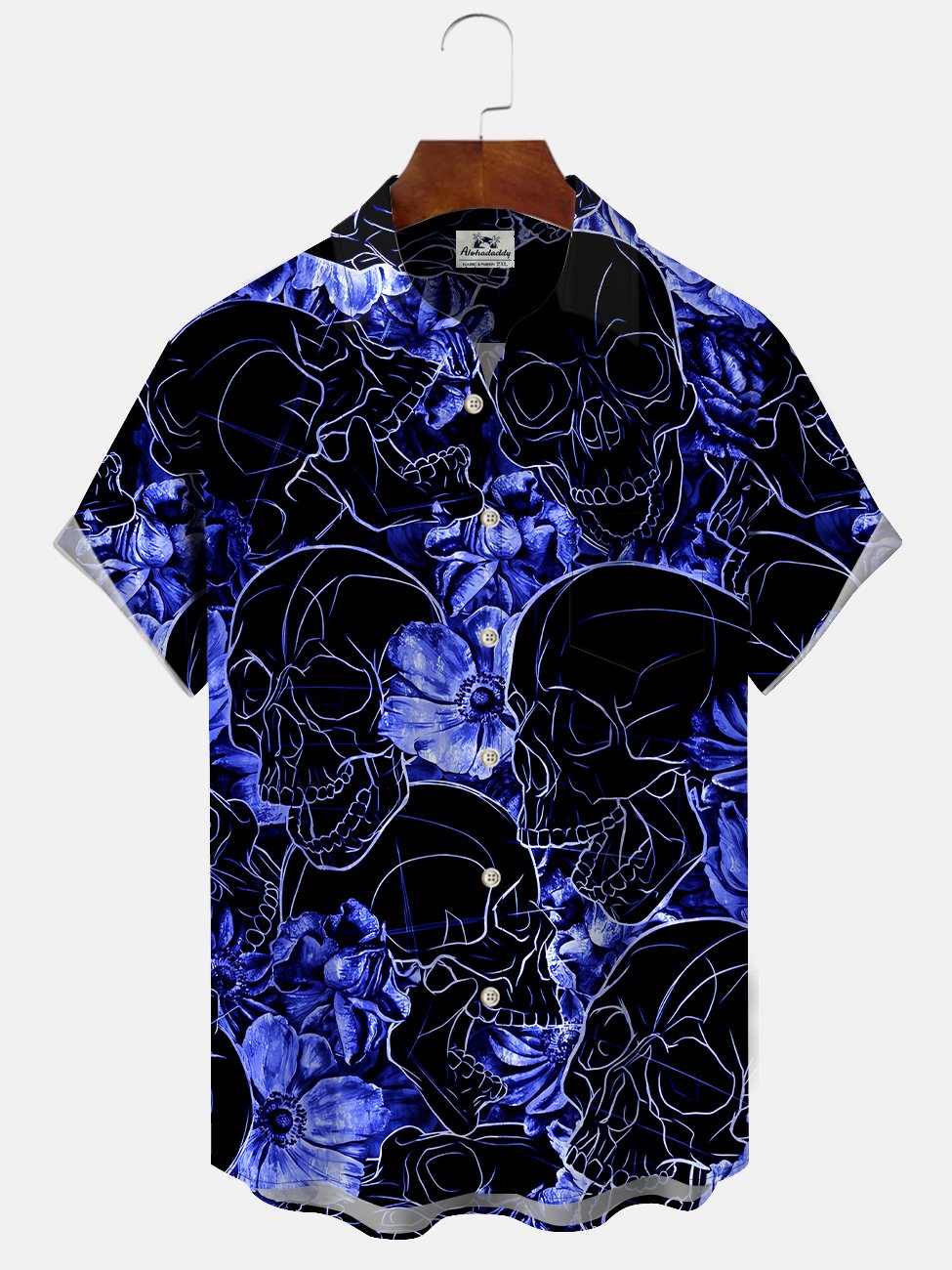 Alohadaddy Skull Button Pocket Casual Short Sleeve Shirt