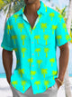 Alohadaddy Coconut Tree Fluorescent Button Pocket Casual Short Sleeve Shirt